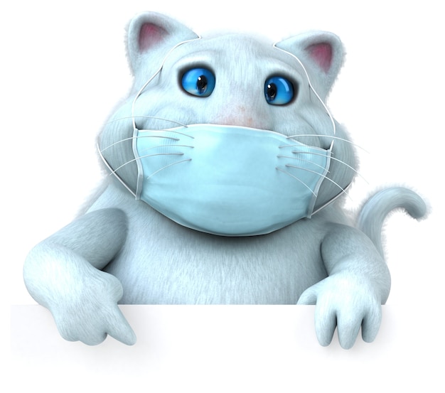 Fun 3D cartoon cat with a mask