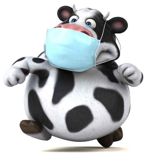 Fun 3D cartoon cow with a mask