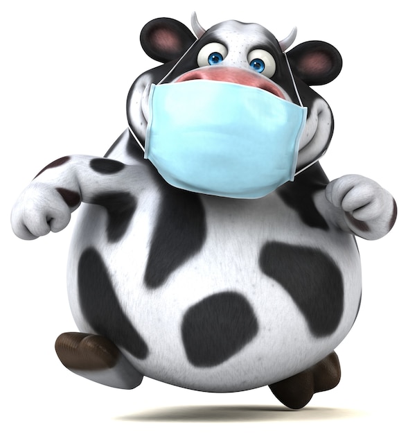 Fun 3D cartoon cow with a mask