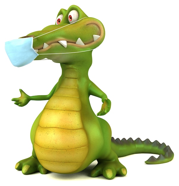 Fun 3D cartoon crocodile with a mask