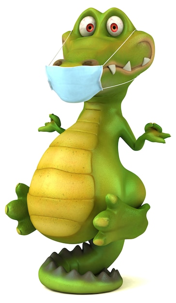 Photo fun 3d cartoon crocodile with a mask