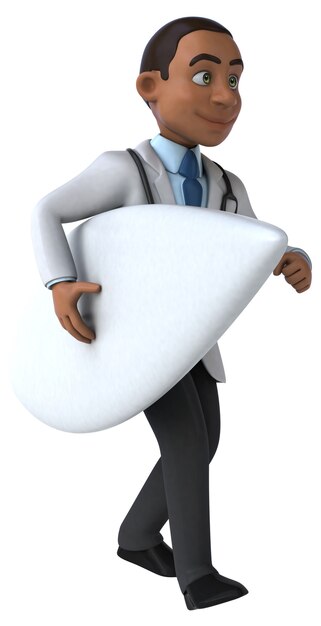 Fun 3D cartoon doctor surfing