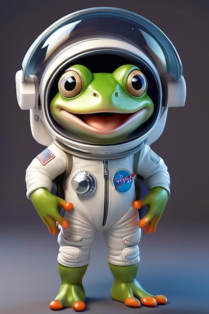 Photo fun 3d cartoon frog astronaut