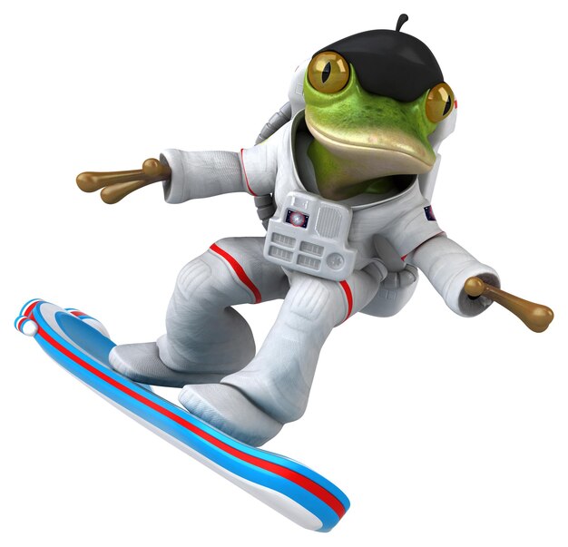 Fun 3D cartoon frog astronaut