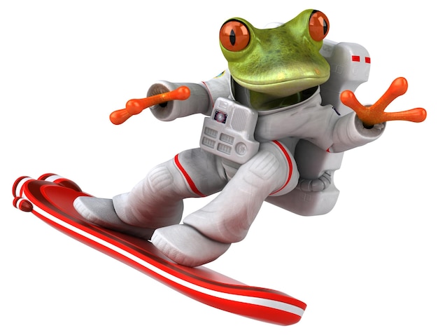 Fun 3D cartoon frog astronaut