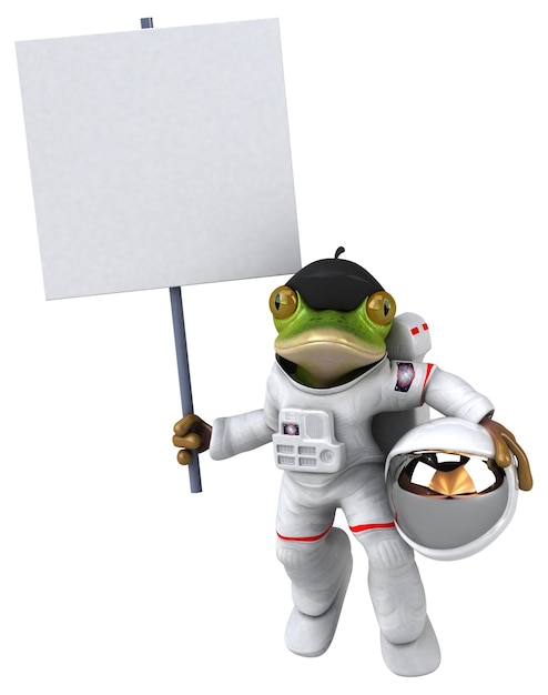 Fun 3D cartoon frog astronaut