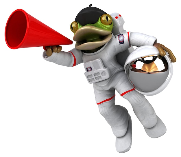 Fun 3D cartoon frog astronaut