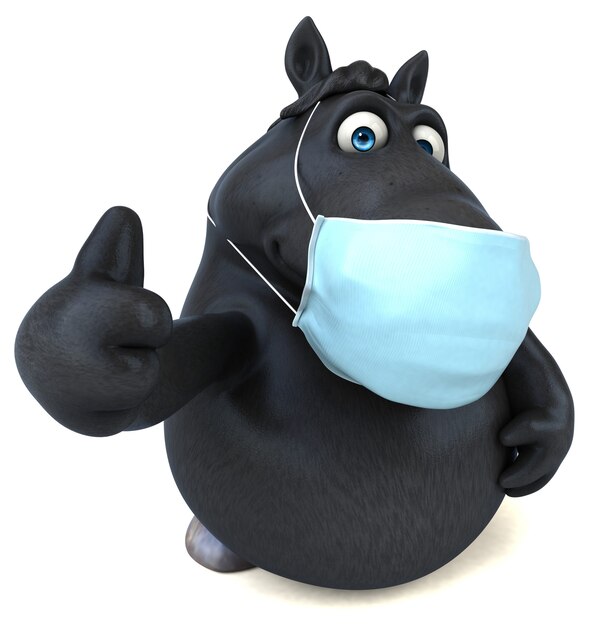 Fun 3D cartoon horse with a mask