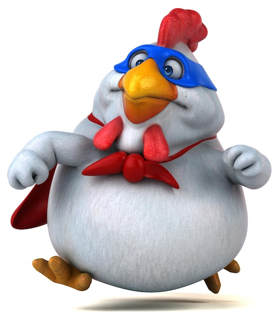 Fun 3D cartoon illustration of a chicken superhero