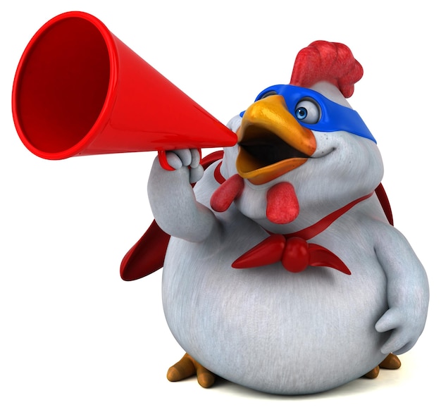 Fun 3D cartoon illustration of a chicken superhero