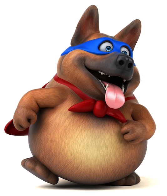 Fun 3D cartoon illustration of a dog superhero