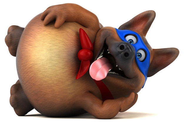 Photo fun 3d cartoon illustration of a dog superhero