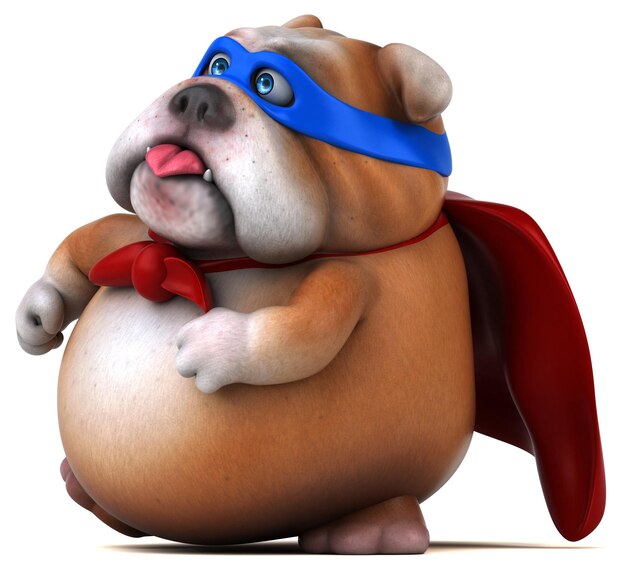 Забавная 3D карикатура на собаку-супергероя