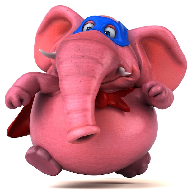 Fun 3D cartoon illustration of an elephant superhero