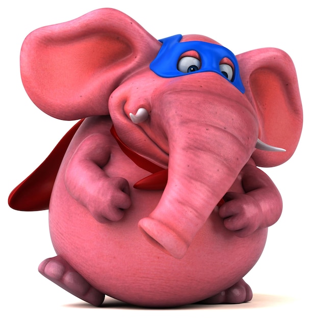 Забавная 3D-иллюстрация супергероя-слона