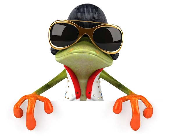 Fun 3D cartoon illustration of a frog rocker