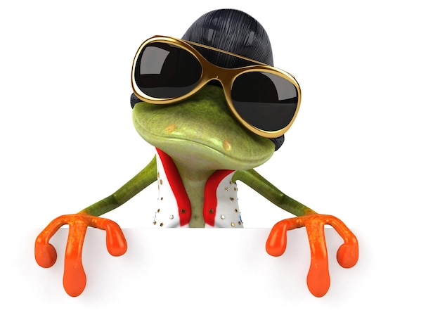 Забавная 3D-мультяшная иллюстрация лягушки-рокера