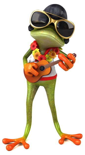 Photo fun 3d cartoon illustration of a frog rocker