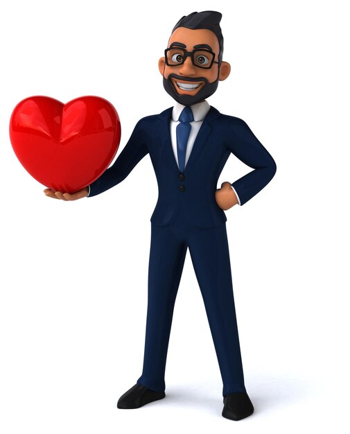 Fun 3D cartoon illustration of an indian businessman