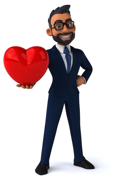 Fun 3D cartoon illustration of an indian businessman