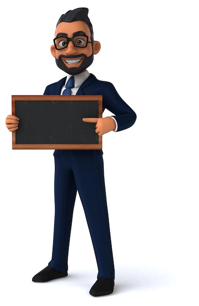 Fun 3D cartoon illustration of an indian businessman