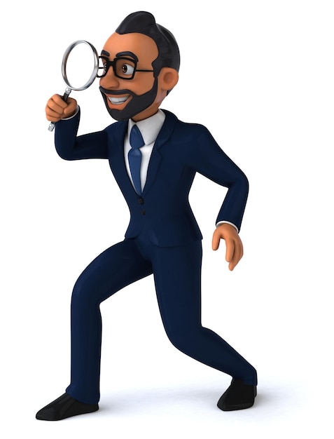 Fun 3D cartoon illustration of an indian businessman