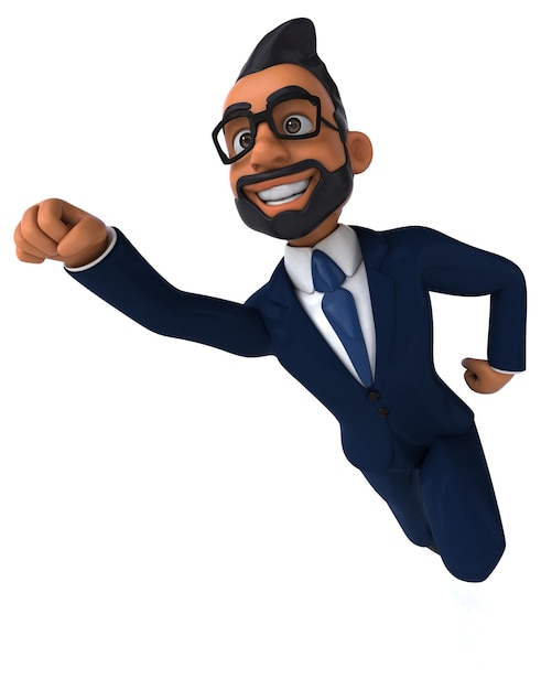 Fun 3D cartoon illustration of an indian businessman