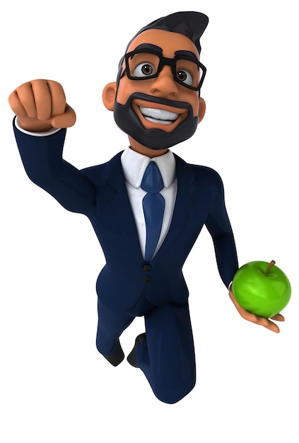 Fun 3D cartoon illustration of an indian businessman