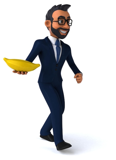 Fun 3D cartoon illustration of an indian businessman