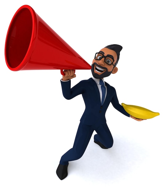 Fun 3D cartoon illustration of an indian businessman