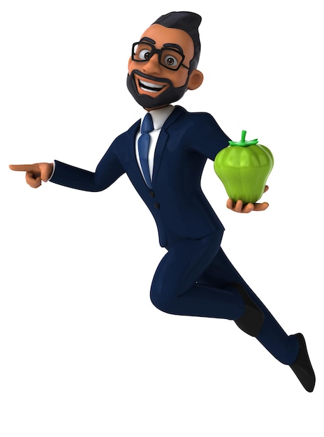 Fun 3D cartoon illustration of an indian businessman