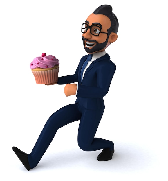 Fun 3D cartoon illustration of an indian businessman