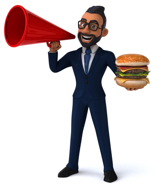 Fun 3D cartoon illustration of an indian businessman