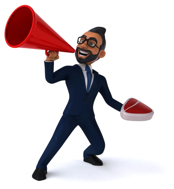 Fun 3D cartoon illustration of an indian businessman