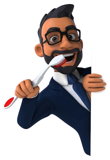 Fun 3D cartoon illustration of an indian businessman