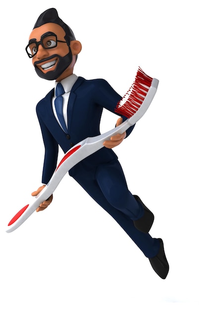 Fun 3D cartoon illustration of an indian businessman