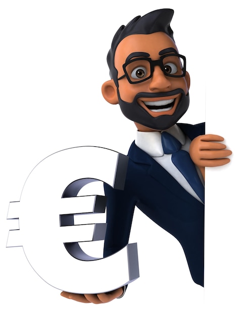 Fun 3D cartoon illustration of an indian businessman