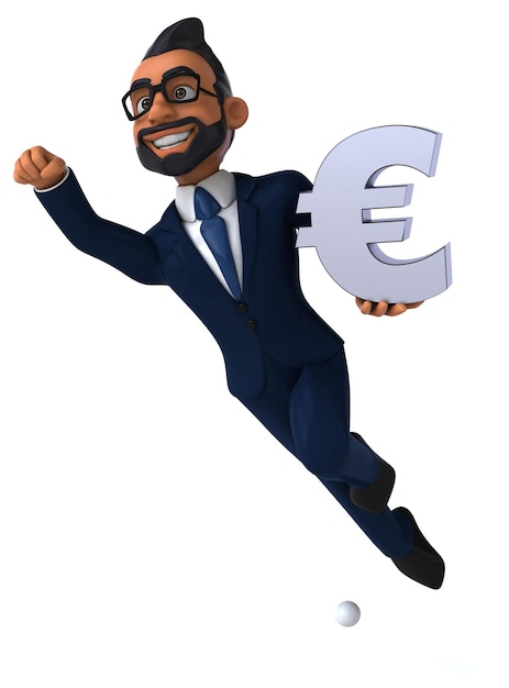 Fun 3D cartoon illustration of an indian businessman