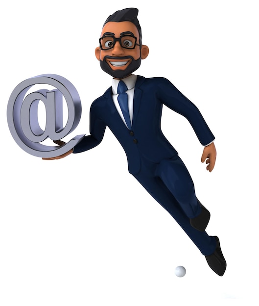 Fun 3D cartoon illustration of an indian businessman