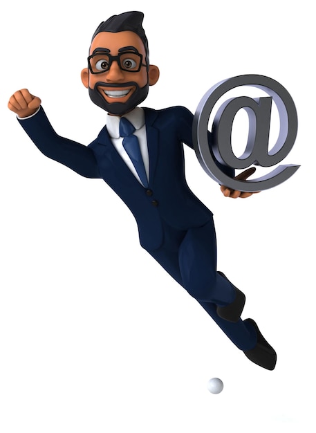 Fun 3D cartoon illustration of an indian businessman