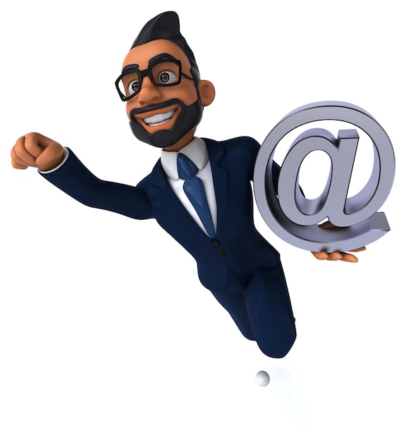 Fun 3D cartoon illustration of an indian businessman