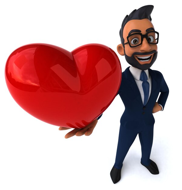 Fun 3D cartoon illustration of an indian businessman