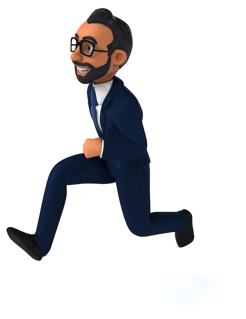 Fun 3D cartoon illustration of an indian businessman