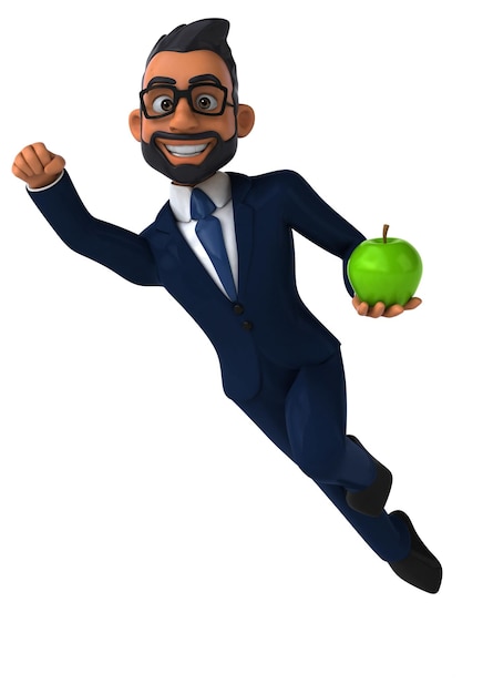 Fun 3D cartoon illustration of an indian businessman