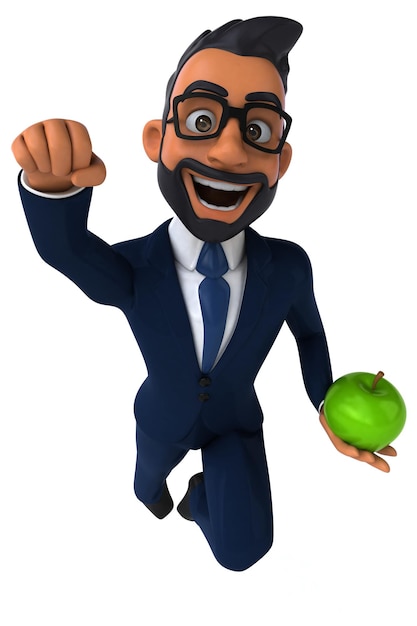 Fun 3D cartoon illustration of an indian businessman