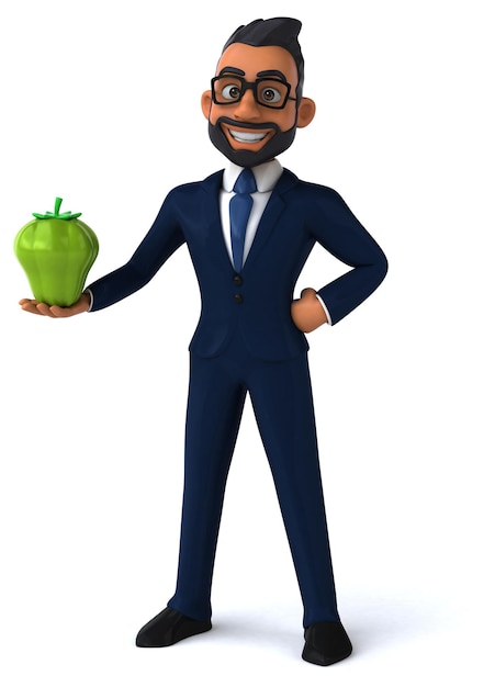 Fun 3D cartoon illustration of an indian businessman