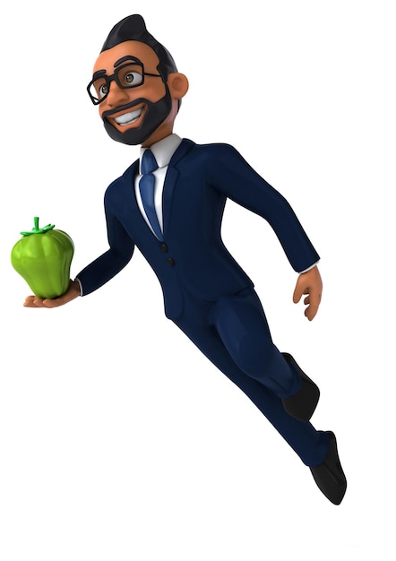 Fun 3D cartoon illustration of an indian businessman