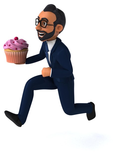 Fun 3D cartoon illustration of an indian businessman