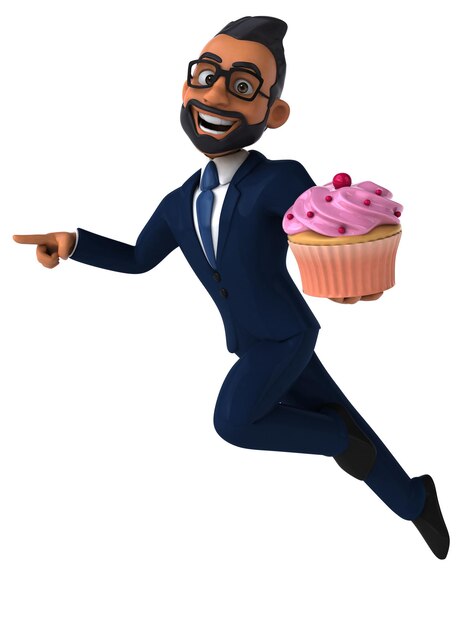 Fun 3D cartoon illustration of an indian businessman