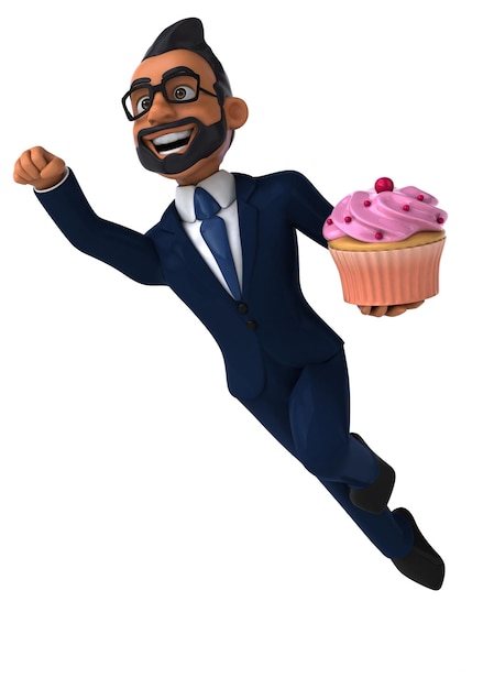 Fun 3D cartoon illustration of an indian businessman